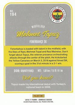 2016-17 Donruss - Gold #194 Mehmet Topuz Back
