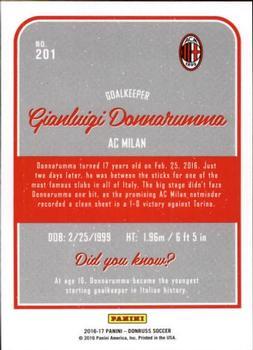 2016-17 Donruss - Gold #201 Gianluigi Donnarumma Back