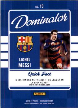 2016-17 Donruss - Dominators Gold #13 Lionel Messi Back