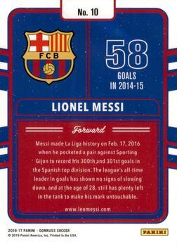 2016-17 Donruss - Production Line Gold #10 Lionel Messi Back