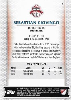 2017 Topps MLS #1 Sebastian Giovinco Back
