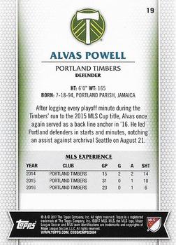 2017 Topps MLS #19 Alvas Powell Back