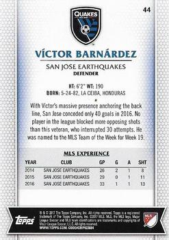 2017 Topps MLS #44 Víctor Barnardez Back