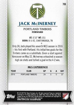 2017 Topps MLS #70 Jack McInerney Back