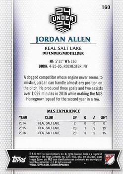2017 Topps MLS #160 Jordan Allen Back