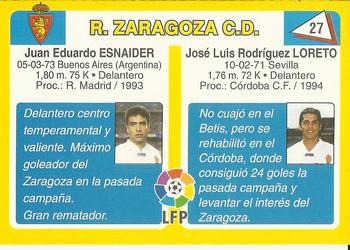 1995 Mundicromo Sport Futbol Total #27 Loreto / Esnaider Back