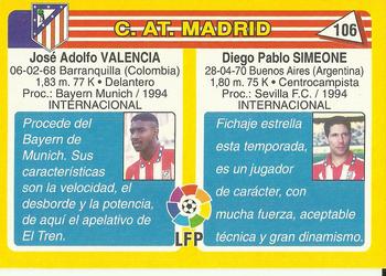 1995 Mundicromo Sport Futbol Total #106 Simeone / Valencia Back