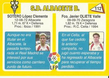 1995 Mundicromo Sport Futbol Total #112 Oliete / Sotero Back