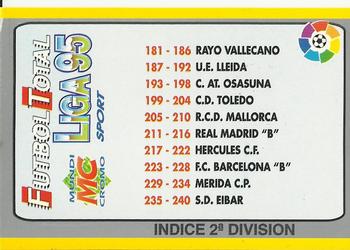 1995 Mundicromo Sport Futbol Total #NNO Indice 2a Division Front