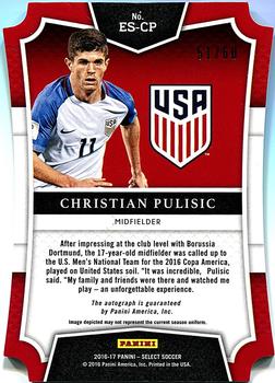 2016-17 Panini Select - Emerging Star Signatures Neon Green Die Cut #ES-CP Christian Pulisic Back