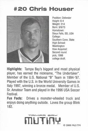 2000 Snickers Tampa Bay Mutiny #NNO Chris Houser Back