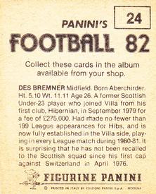 1981-82 Panini Football 82 (UK) #24 Des Bremner Back