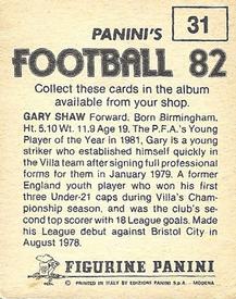 1981-82 Panini Football 82 (UK) #31 Gary Shaw Back