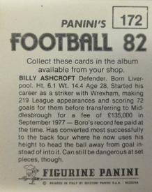 1981-82 Panini Football 82 (UK) #172 Billy Ashcroft Back