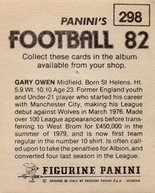 1981-82 Panini Football 82 (UK) #298 Gary Owen Back