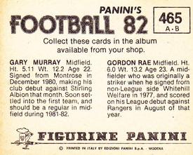 1981-82 Panini Football 82 (UK) #465 Gordon Rae / Gary Murray Back