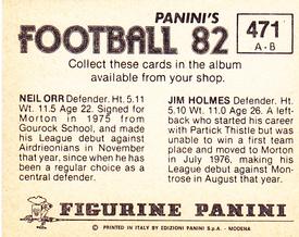 1981-82 Panini Football 82 (UK) #471 Jim Holmes / Neil Orr Back