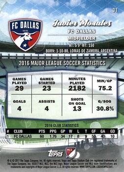 2017 Stadium Club MLS #31 Javier Morales Back