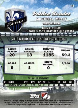 2017 Stadium Club MLS #84 Patrice Bernier Back
