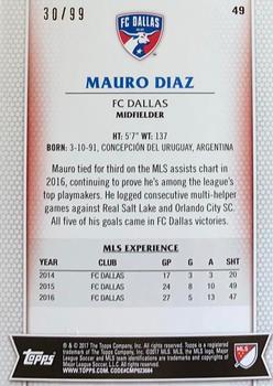 2017 Topps MLS - Blue #49 Mauro Diaz Back