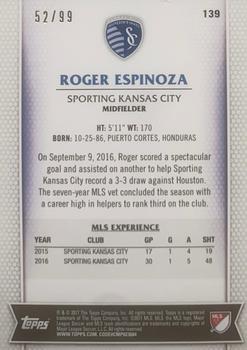 2017 Topps MLS - Blue #139 Roger Espinoza Back