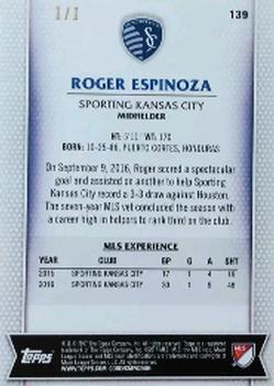 2017 Topps MLS - Black #139 Roger Espinoza Back