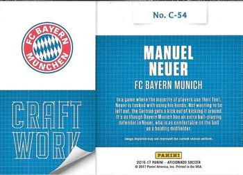 2017 Panini Aficionado - Craftwork #C-54 Manuel Neuer Back