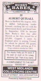 1991 West Midlands Collectors Centre Busby Babes #35 Albert Quixall Back
