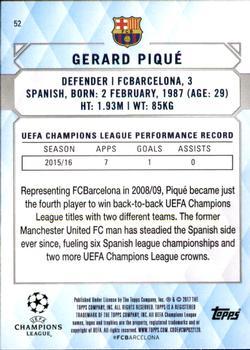 2017 Topps UEFA Champions League Showcase - Gold #52 Gerard Pique Back