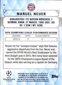 2017 Topps UEFA Champions League Showcase - Black #64 Manuel Neuer Back