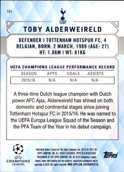 2017 Topps UEFA Champions League Showcase - Black #191 Toby Alderweireld Back
