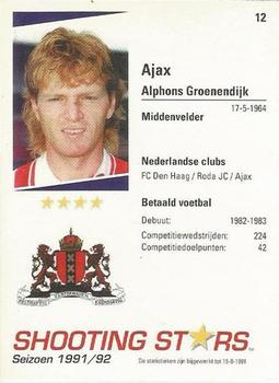 1991-92 Shooting Stars Dutch League #12 Alphons Groenendijk Back