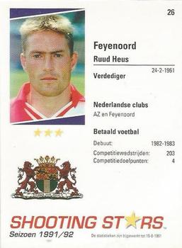 1991-92 Shooting Stars Dutch League #26 Ruud Heus Back