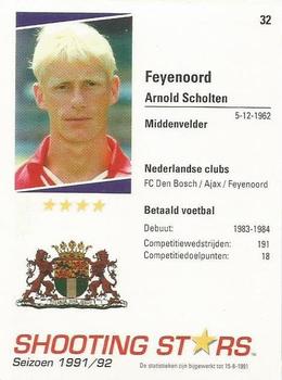 1991-92 Shooting Stars Dutch League #32 Arnold Scholten Back