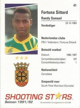 1991-92 Shooting Stars Dutch League #41 Randy Samuel Back
