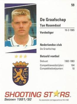1991-92 Shooting Stars Dutch League #59 Ton Rosendaal Back