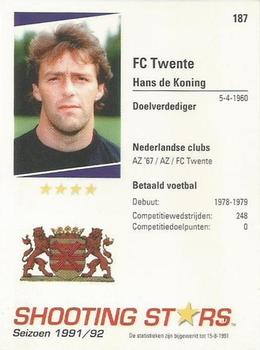 1991-92 Shooting Stars Dutch League #187 Hans de Koning Back