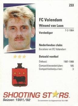 1991-92 Shooting Stars Dutch League #233 Winand van Loon Back