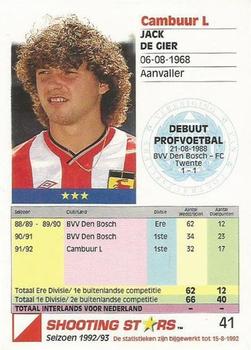 1992-93 Shooting Stars Dutch League #41 Jack de Gier Back