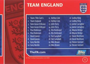 2005 Topps England #1 Team Badge / Checklist 1 - 30 Back