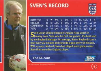 2005 Topps England #4 Sven-Goran Eriksson Back
