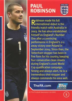 2005 Topps England #5 Paul Robinson Back