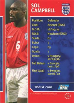 2005 Topps England #18 Sol Campbell Back