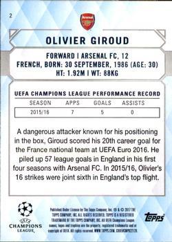 2017 Topps UEFA Champions League Showcase - Orange #2 Olivier Giroud Back