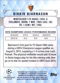 2017 Topps UEFA Champions League Showcase - Orange #61 Birkir Bjarnason Back