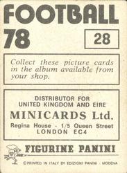1977-78 Panini Football 78 (UK) #28 Gordon Smith Back