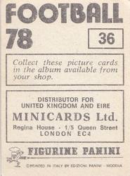 1977-78 Panini Football 78 (UK) #36 Brian Little Back