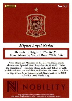 2017 Panini Nobility #75 Miguel Angel Nadal Back