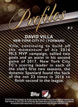 2017 Stadium Club MLS - Profiles #P-7 David Villa Back
