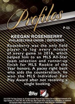 2017 Stadium Club MLS - Profiles #P-11 Keegan Rosenberry Back